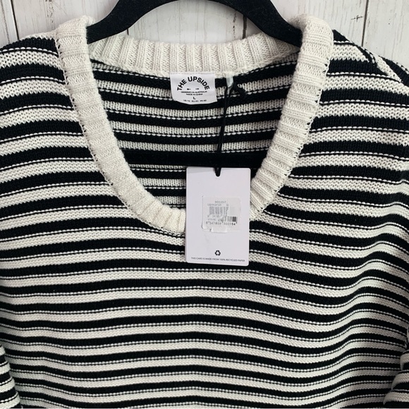 The Upside Boo Organic Cotton Striped Knit Crew Neck  Sweater Pullover Large - Picture 4 of 12